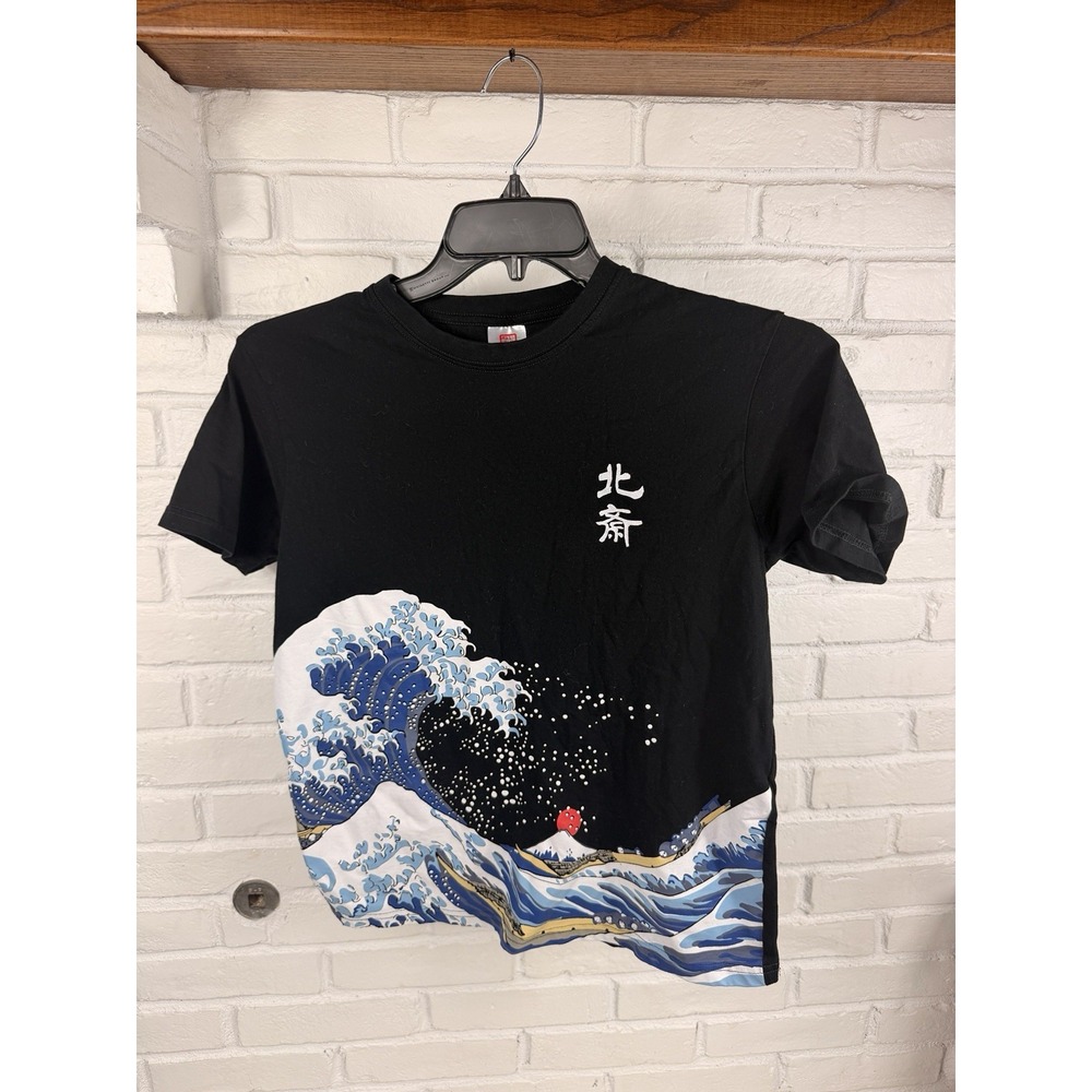 Japonesque Size S Black Hokusai Great Wave Kanagawa Graphic T Shirt Japan